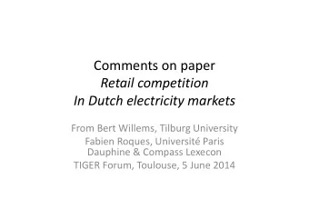 Comments on paper Retail competition In Dutch electricity markets From Bert Willems, Tilburg