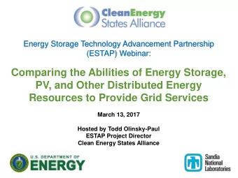 PV, and Other Distributed Energy  Resources to Provide Grid Services  March 13, 2017  Hosted by