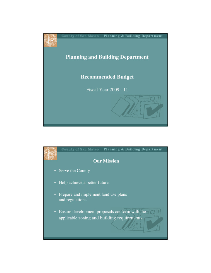 planning and building department recommended budget