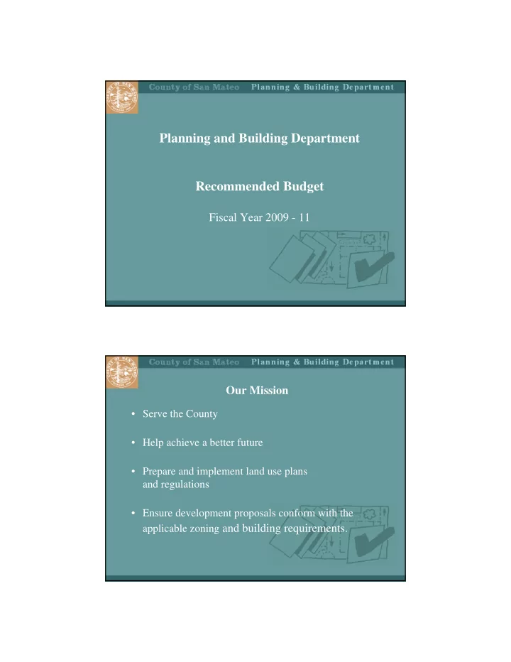 planning and building department recommended budget