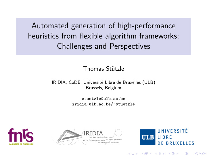 automated generation of high performance heuristics from