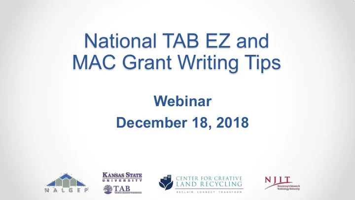 national tab ez and mac grant writing tips
