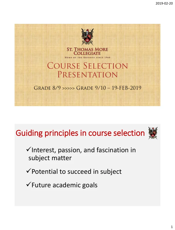 guid idin ing pri rincip iple les in in course se sele