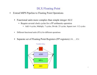 DLX Floating Point  Extend MIPS Pipeline to Floating Point Operations    Functional units