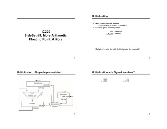 IC220  0010  (multiplicand)  __x_1011  (multiplier)  SlideSet #5: More Arithmetic,  Floating Point,