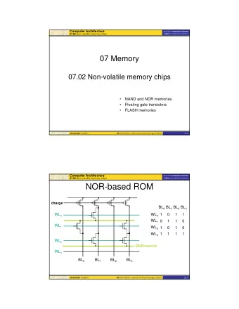 NOR-based ROM  charge BL 0 BL 1 BL 2 BL 3 WL 0 WL 0  1  0  1  1 WL 1  0  1  1  0 WL 1 WL 2  1  0  1