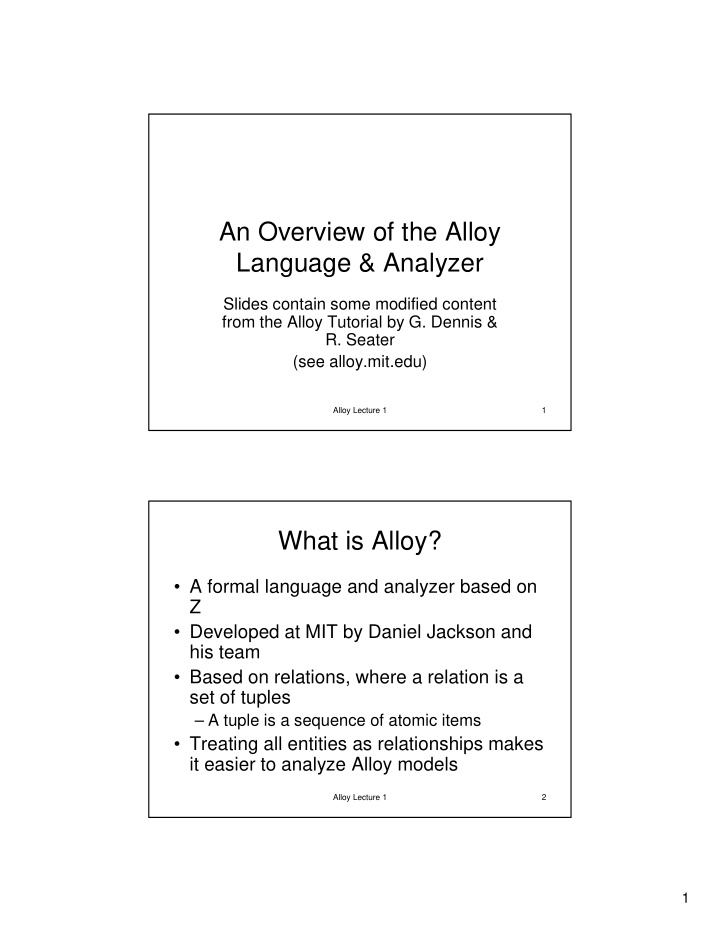 an overview of the alloy language analyzer