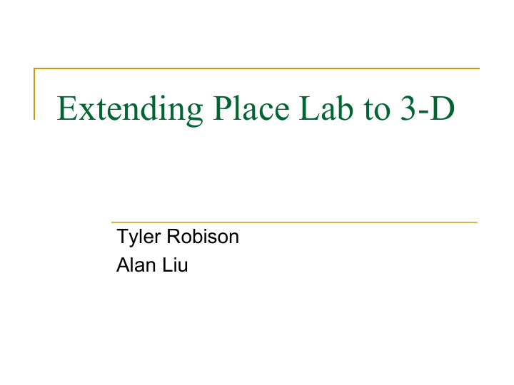 extending place lab to 3 d