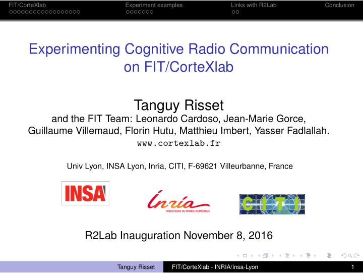 experimenting cognitive radio communication on fit