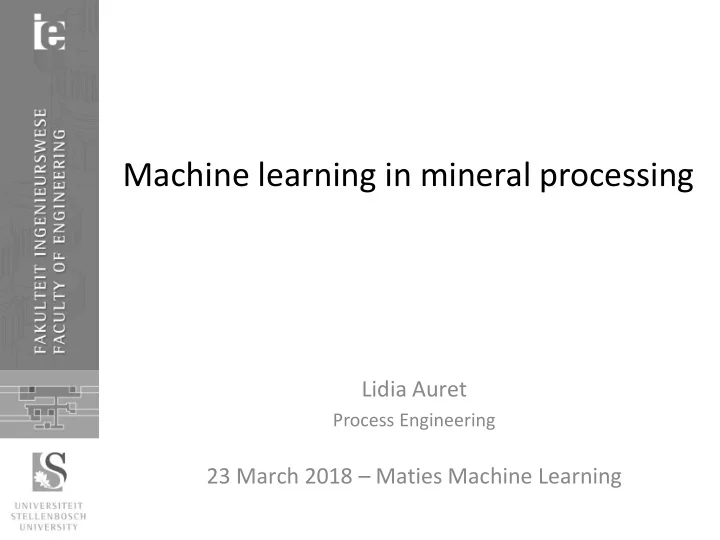 machine learning in mineral processing