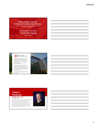 10:00 AM Pacific  June 6, 2019  C O N T I N U I N G  E D U C A T I O N  U N I T S  Hall &amp;