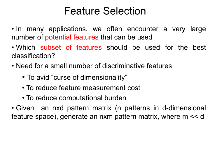 feature selection