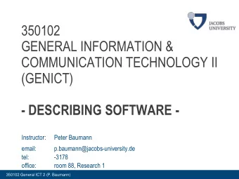 350102  GENERAL INFORMATION &amp;  COMMUNICATION TECHNOLOGY II  (GENICT)  - DESCRIBING SOFTWARE -