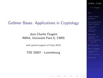 Grbner Bases. Applications in Cryptology  Description of the  Cipher Families  Feistel cipher: