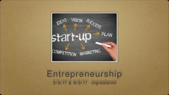 Entrepreneurship  2/3/17 &amp; 6/3/17 - Ingredients  Ingredients  People | Differ entiator | Mar