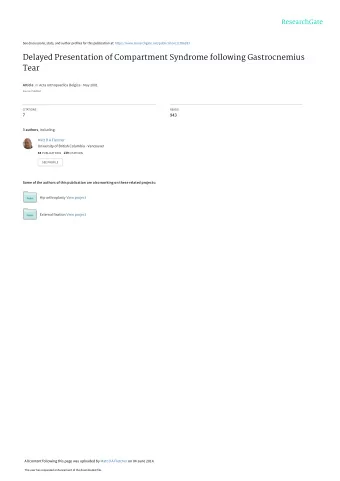 Delayed Presentation of Compartment Syndrome following Gastrocnemius  Tear Article in Acta