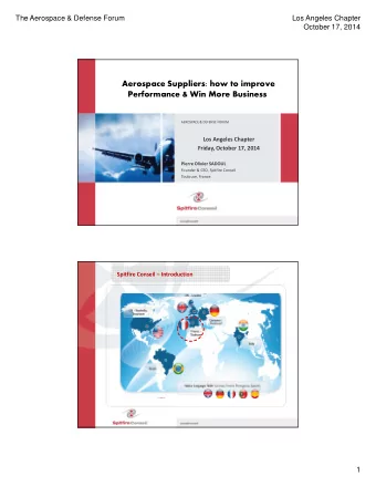 Aerospace Suppliers: how to improve  Performance &amp; Win More Business  AEROSPACE &amp; DEFENSE