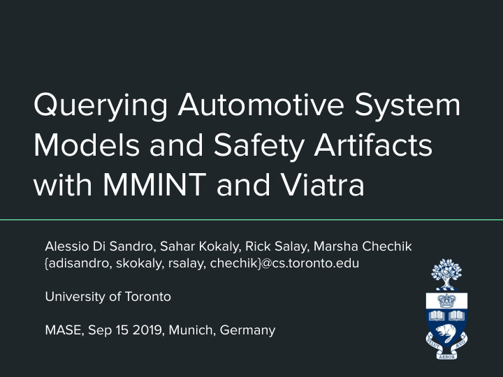 querying automotive system models and safety artifacts