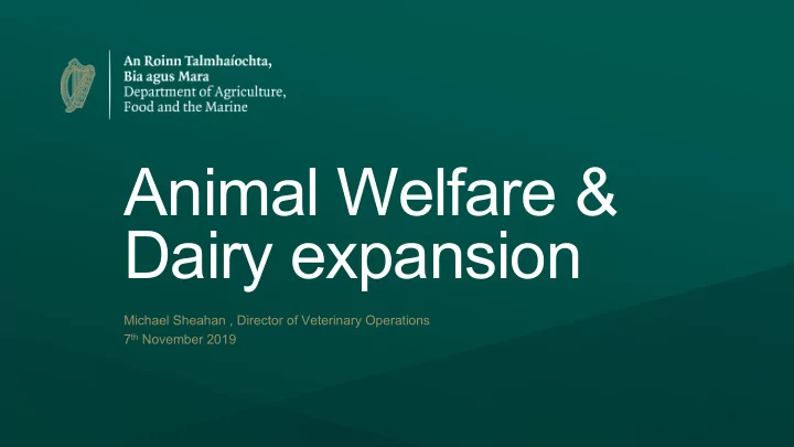 animal welfare amp dairy expansion