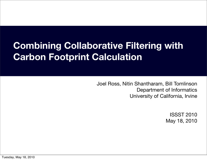 combining collaborative filtering with carbon footprint