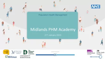 Midlands PHM Academy 21 st January 2020  NHS England and NHS Improvement  Population Health