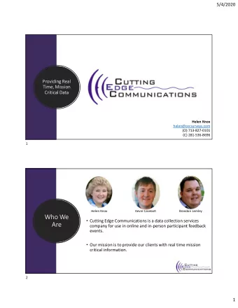 Who We  Cutting Edge Communications is a data collection services  Are  company for use in