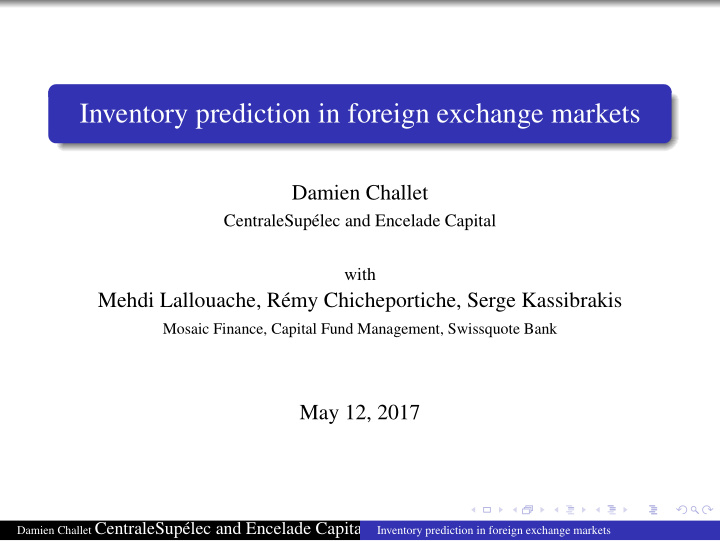 inventory prediction in foreign exchange markets