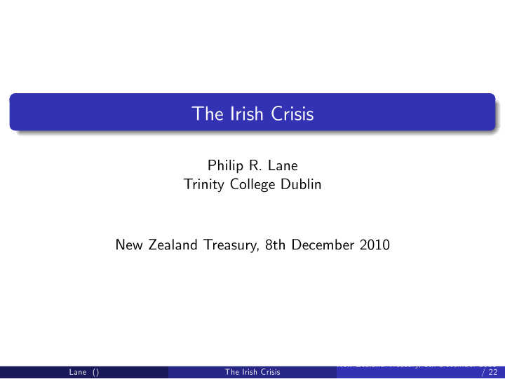 the irish crisis