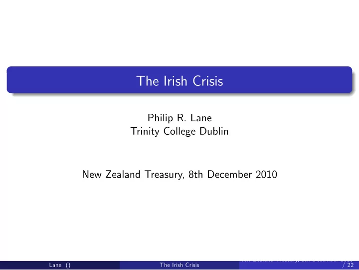 the irish crisis