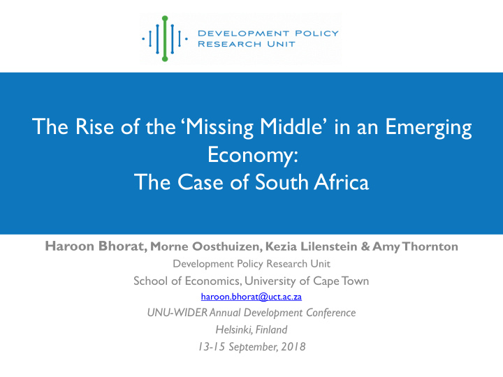 the rise of the missing middle in an emerging