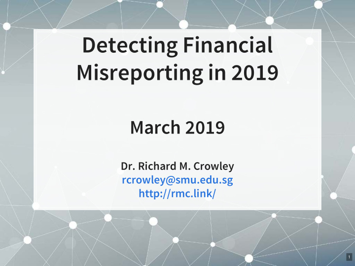 detecting financial misreporting in 2019