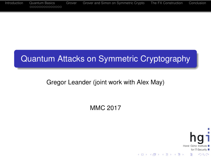 quantum attacks on symmetric cryptography