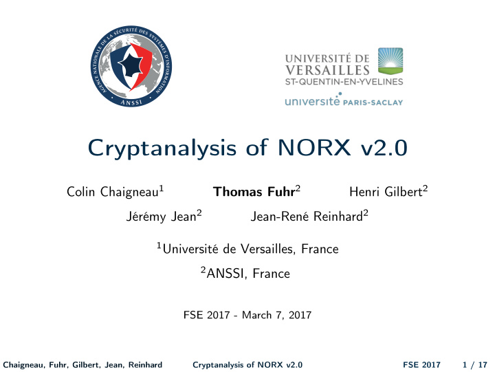 cryptanalysis of norx v2 0