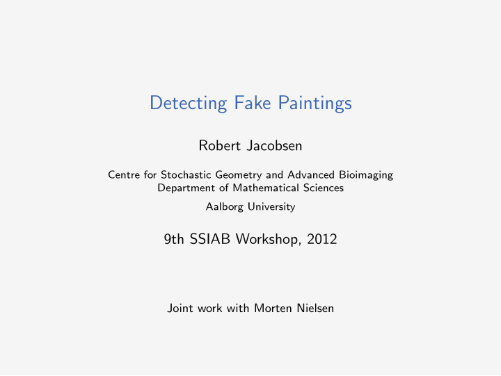 detecting fake paintings