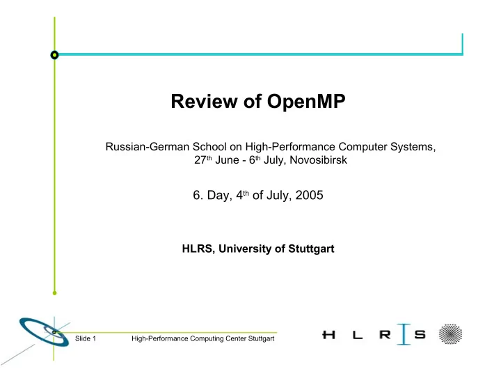 review of openmp