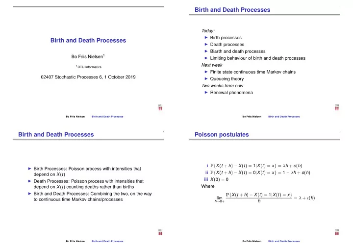 birth and death processes
