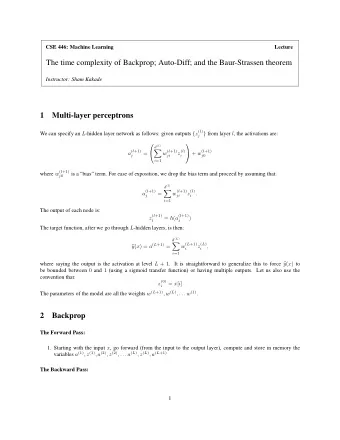 The time complexity of Backprop; Auto-Diff; and the Baur-Strassen theorem  Instructor: Sham Kakade