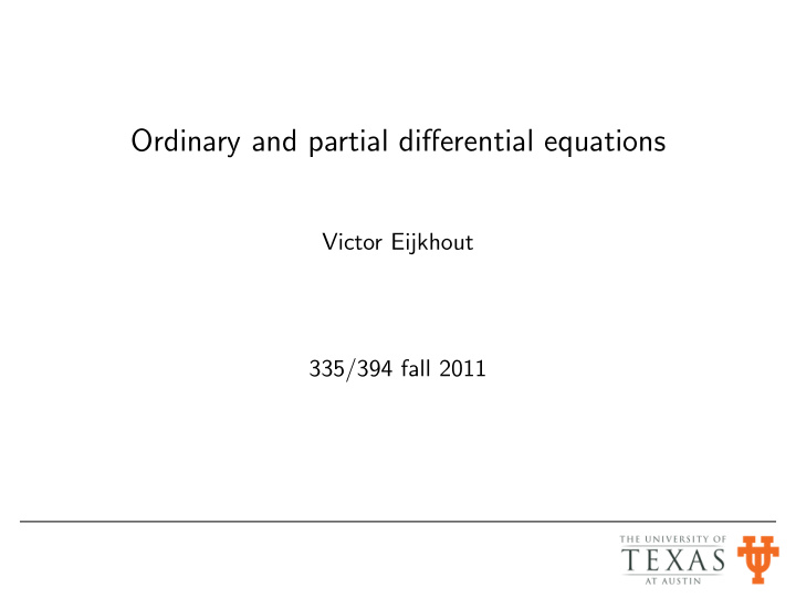 ordinary and partial differential equations