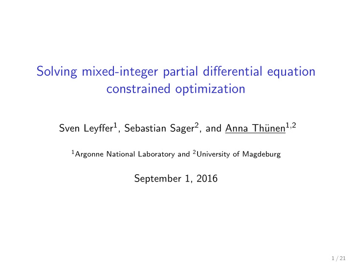 solving mixed integer partial differential equation