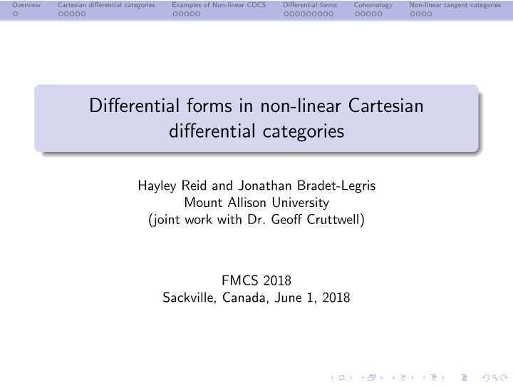differential forms in non linear cartesian differential