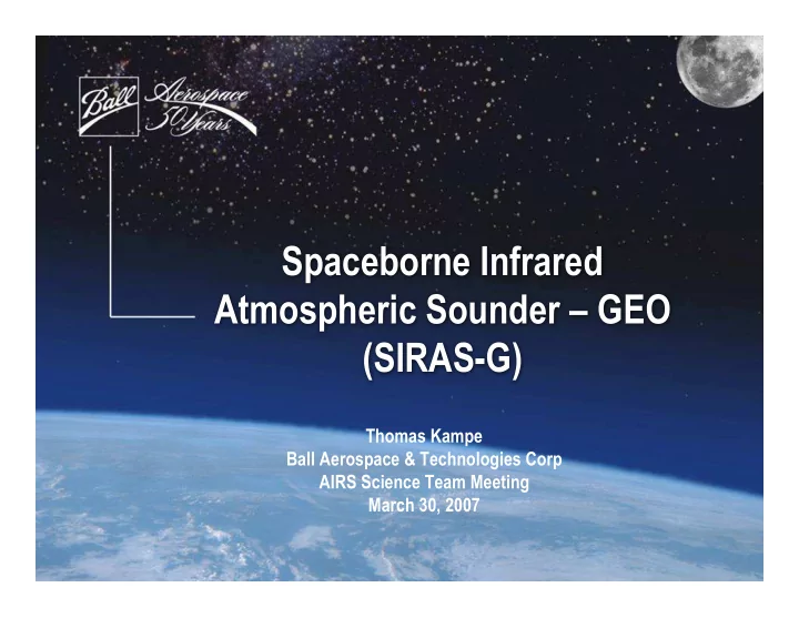 spaceborne infrared atmospheric sounder geo siras g