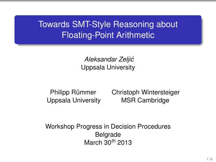 towards smt style reasoning about floating point