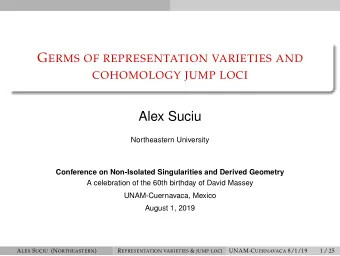 Alex Suciu  Northeastern University  Conference on Non-Isolated Singularities and Derived Geometry