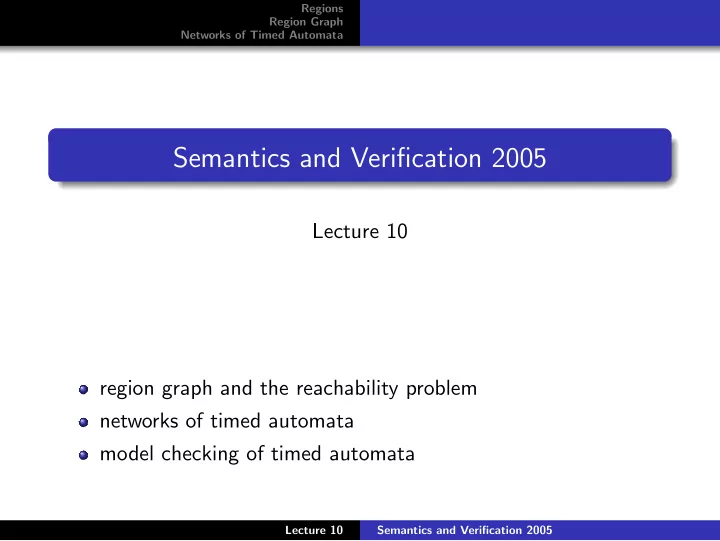 semantics and verification 2005