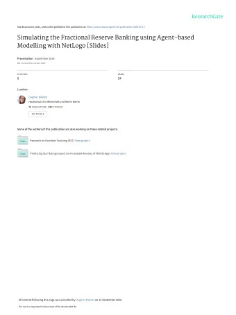 Simulating the Fractional Reserve Banking using Agent-based  Modelling with NetLogo [Slides]