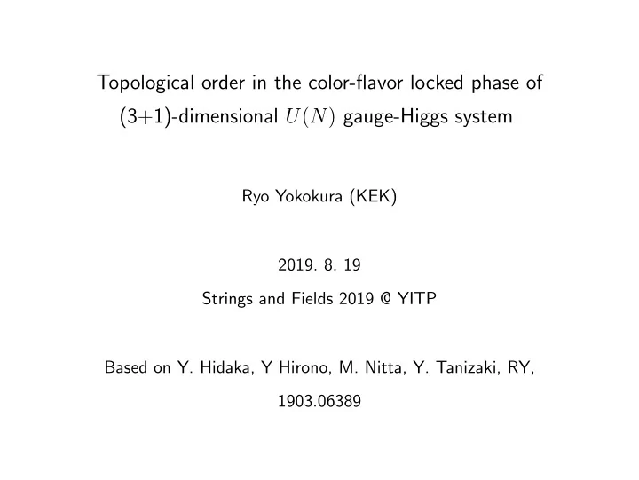 topological order in the color flavor locked phase of 3 1