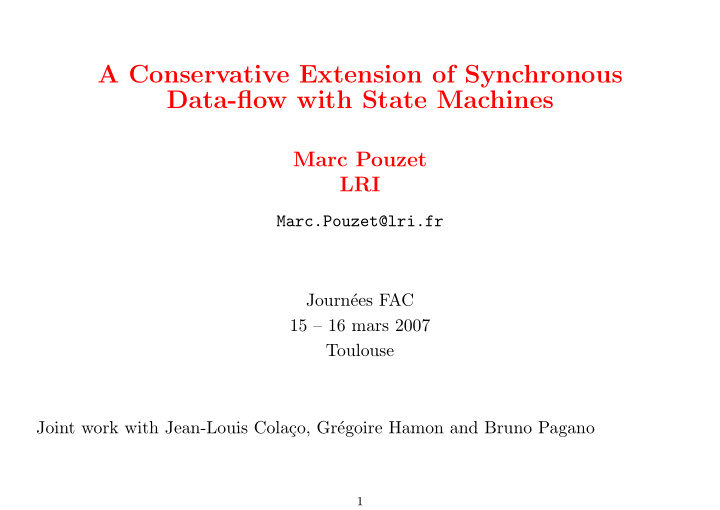 a conservative extension of synchronous data flow with