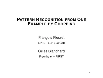 Learning invariance with a large number of objects  Recognizing from one example  =  ? No