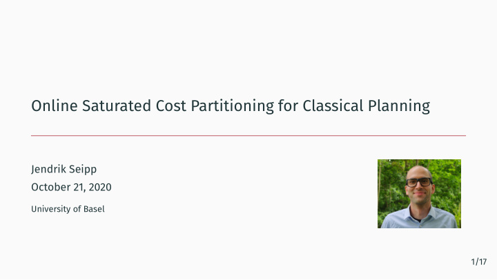 online saturated cost partitioning for classical planning
