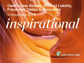 Fraudulent Claims &amp; Recoveries  14 November 2018 Risk &amp; Insurance  Alan Davies  Claire